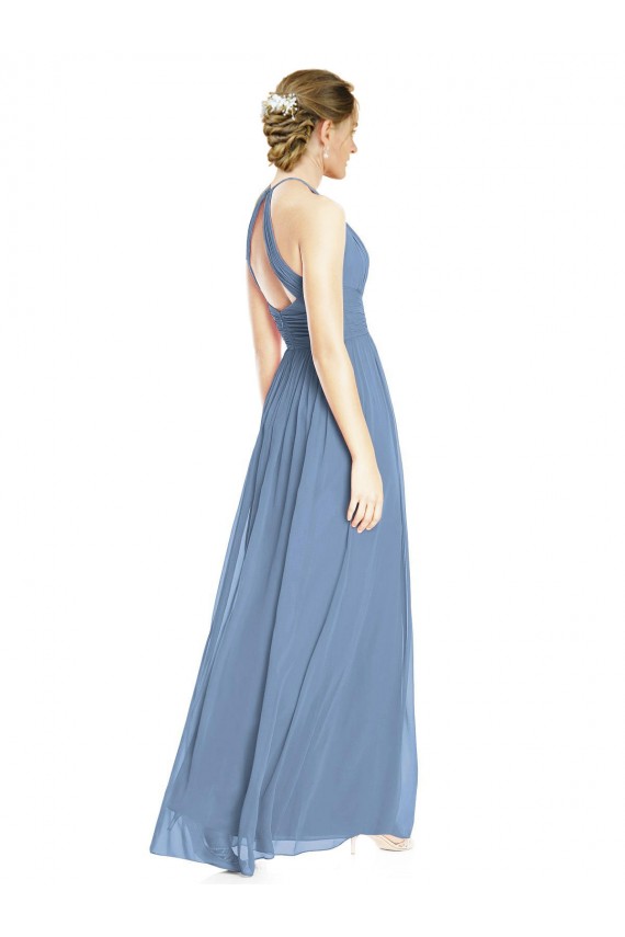 Chiffon A-Line Sleeveless Dusty Blue Wedding Party Dress Sheffield