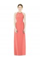 Soft Chiffon A-Line Long Sleeveless Coral Open Back Bridesmaid Dress Sheffield