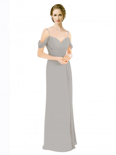 Soft Chiffon & Lace A-Line Long Cold Shoulder Open Back Bridesmaid Dress Sheffield