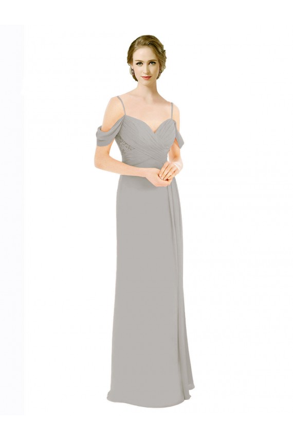 Soft Chiffon & Lace A-Line Long Cold Shoulder Open Back Bridesmaid Dress Sheffield