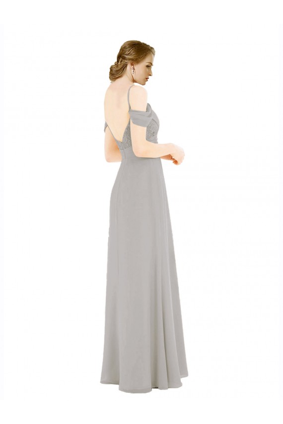 Soft Chiffon & Lace A-Line Long Cold Shoulder Open Back Bridesmaid Dress Sheffield