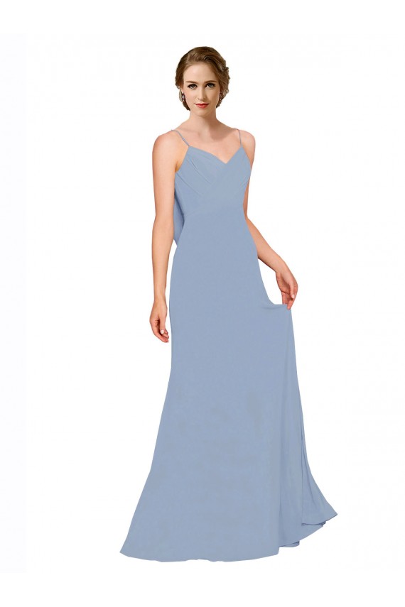 Chiffon A-Line Long Sleeveless Dusty Blue Bridesmaid Dress / Evening Dress Sheffield