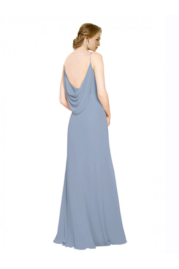 Chiffon A-Line Long Sleeveless Dusty Blue Bridesmaid Dress / Evening Dress Sheffield
