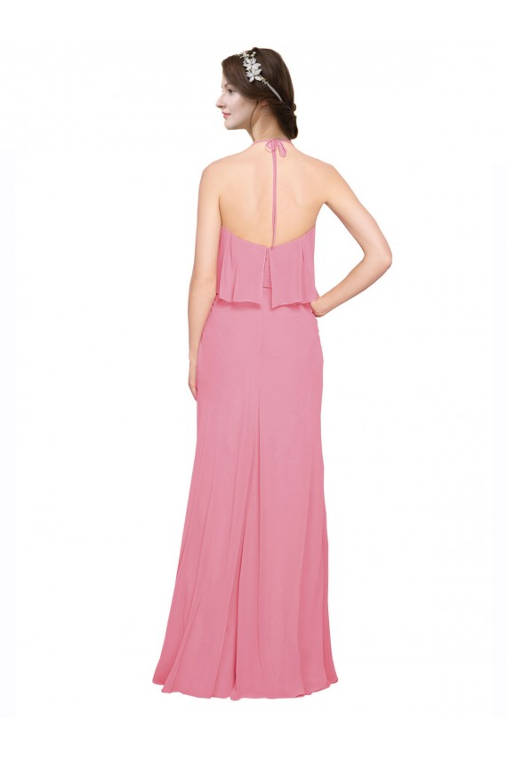 Soft Chiffon A-Line Long Sleeveless Skin Pink Low Back Bridesmaid Dress Sheffield