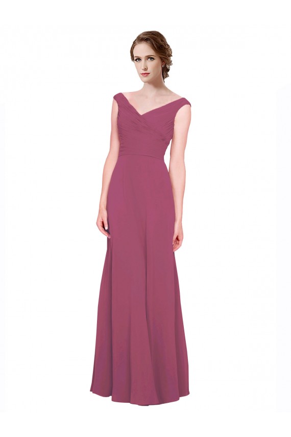 Soft Chiffon A-Line Long Sleeveless Mauve Taupe Bridesmaid Dress Sheffield