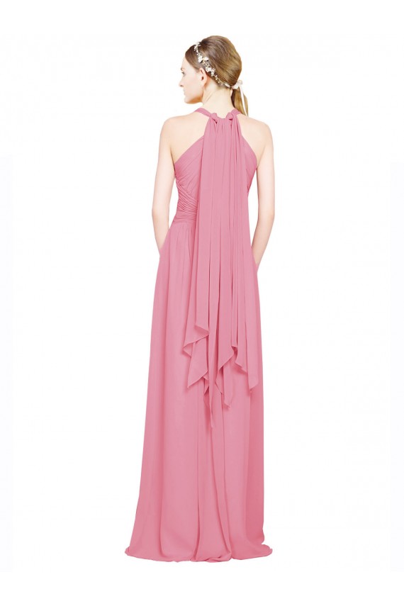 Chiffon A-Line Long Sleeveless Skin Pink Bridesmaid Dress / Evening Dress Sheffield