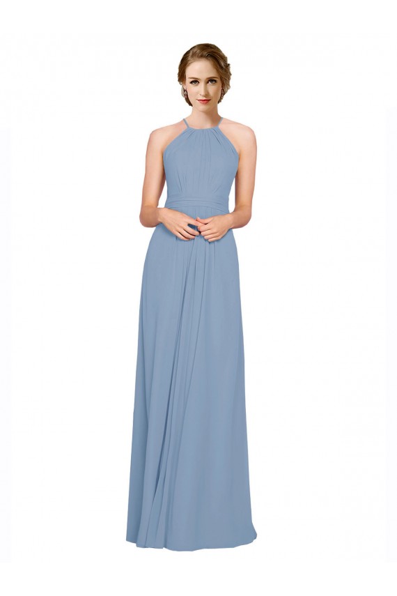 Chiffon A-Line Long Sleeveless Criss Cross Open Back Bridesmaid Dress / Evening Dress Sheffield
