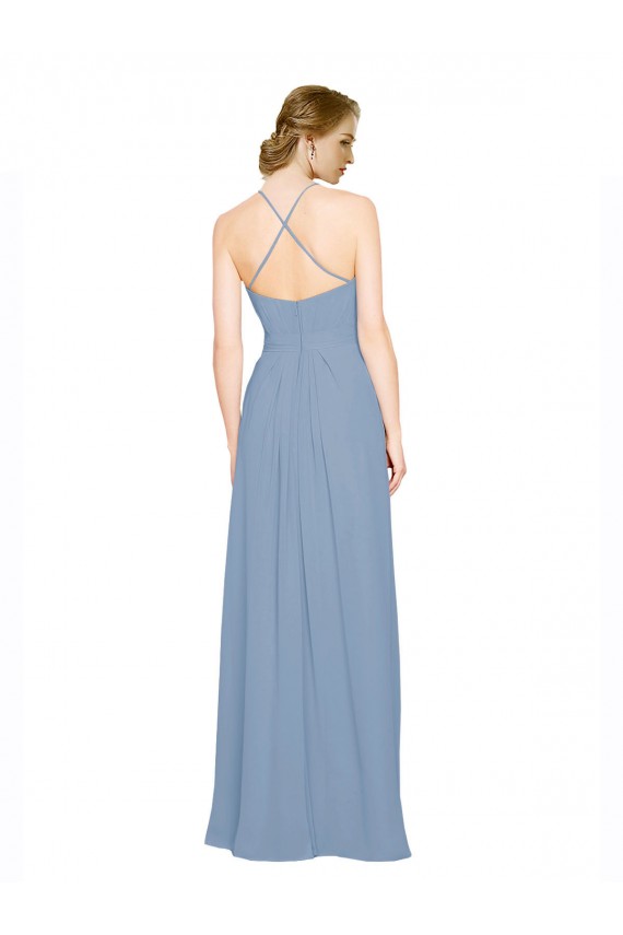 Chiffon A-Line Long Sleeveless Criss Cross Open Back Bridesmaid Dress / Evening Dress Sheffield
