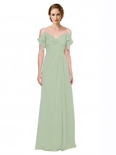 Lxue Chiffon A-Line Long Sleeveless Low Back Bridesmaid Dress Sheffield