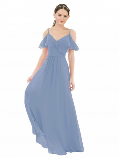 Lxue Chiffon A-Line Long Cap Sleeves Bridesmaid Dress Sheffield