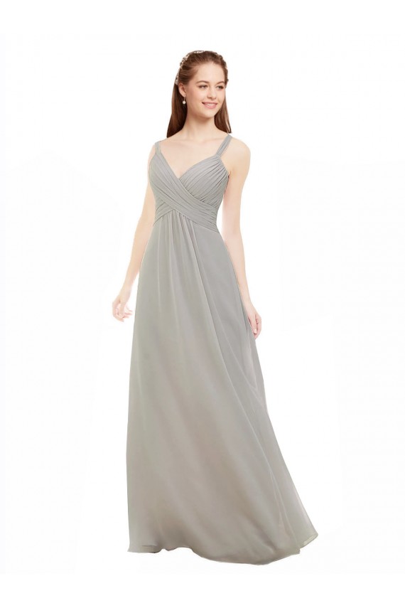Soft Chiffon A-Line Long Sleeveless Criss Cross Back Bridesmaid Dress Sheffield