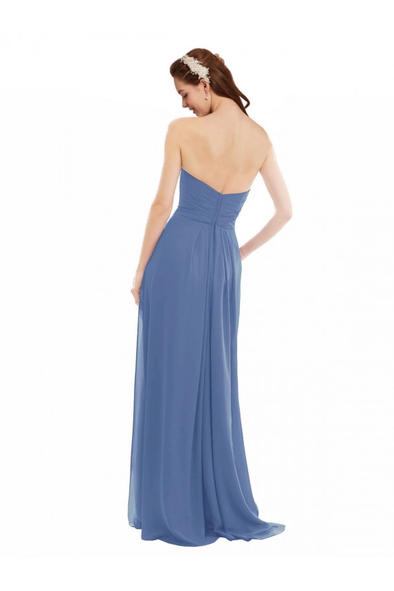 Soft Chiffon A-Line Long Sleeveless Windsor Blue Bridesmaid Dresses Sheffield