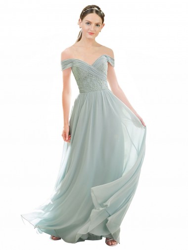 Soft Chiffon & Lace A-Line Long Cap Sleeves Bridesmaid Dress Sheffield