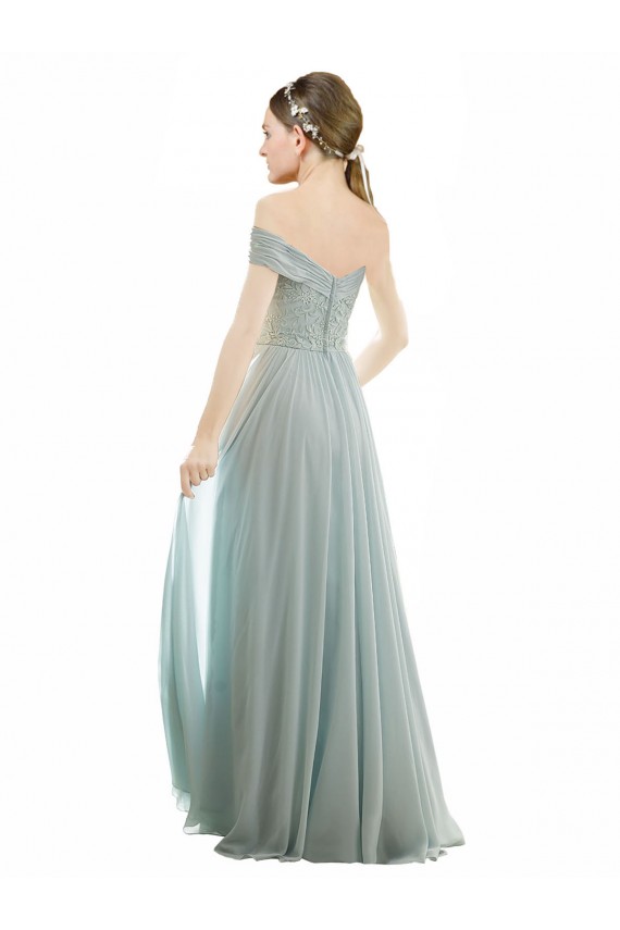 Soft Chiffon & Lace A-Line Long Cap Sleeves Bridesmaid Dress Sheffield