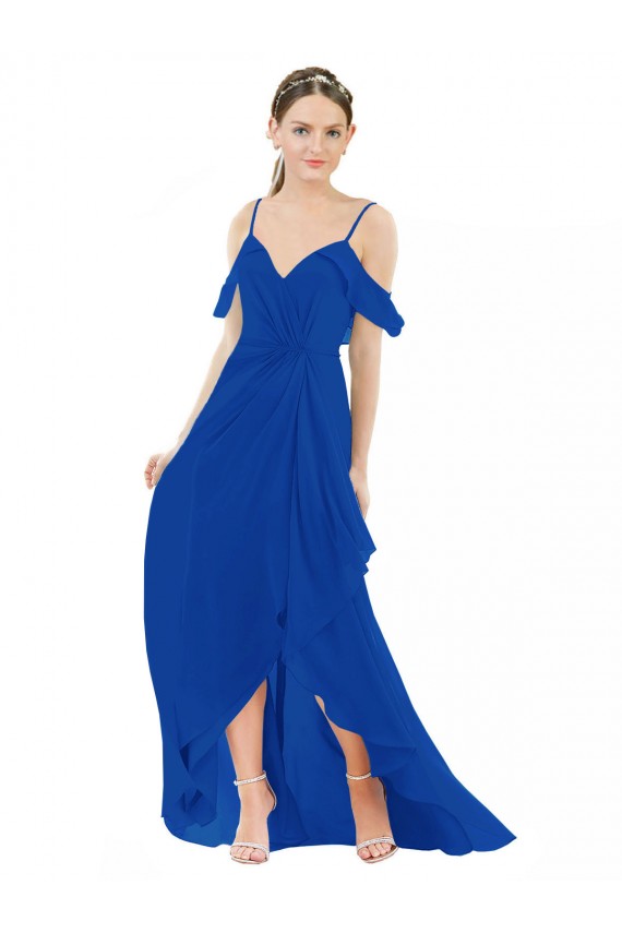 Soft Chiffon A-Line Long Cold Shoulder High Low Bridesmaid Dress Sheffield
