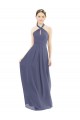 Soft Chiffon A-Line Long Sleeveless Silver Stone Low Back Bridesmaid Dress Sheffield