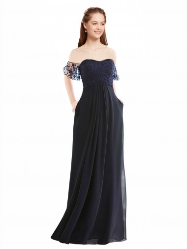 Soft Chiffon & Lace A-Line Long Cap Sleeves Formal Dress / Bridesmaid Dress Sheffield