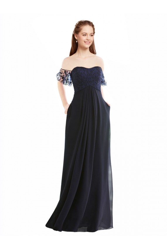 Soft Chiffon & Lace A-Line Long Cap Sleeves Formal Dress / Bridesmaid Dress Sheffield