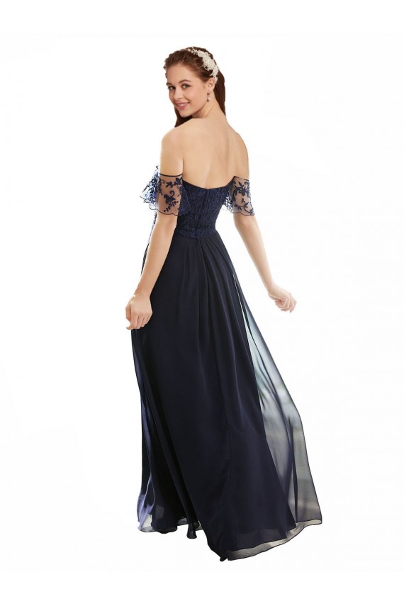 Soft Chiffon & Lace A-Line Long Cap Sleeves Formal Dress / Bridesmaid Dress Sheffield