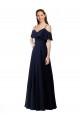 Soft Chiffon A-Line Long Sleeveless Dark Navy Bridesmaid Dress Sheffield