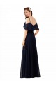 Soft Chiffon A-Line Long Sleeveless Dark Navy Bridesmaid Dress Sheffield