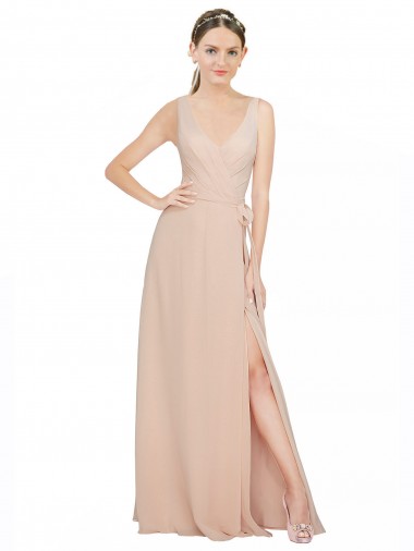 Luxe Chiffon A-Line Long Sleeveless Bridesmaid Dress / Evening Dress Sheffield