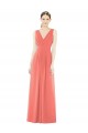 Soft Chiffon A-Line Long Sleeveless Coral V-Back Bridesmaid Dress Sheffield