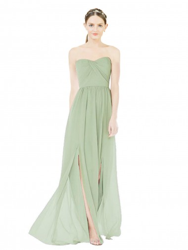 Soft Chiffon Long Sleeveless Low Back Front Slit Evening Dresses Sheffield