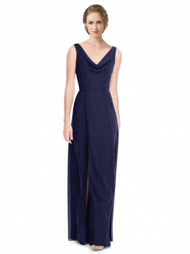 Soft Chiffon A-Line Long Sleeveless V-Back Side Front Slit Bridesmaid Dresses Sheffield