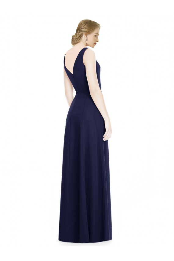 Soft Chiffon A-Line Long Sleeveless V-Back Side Front Slit Bridesmaid Dresses Sheffield