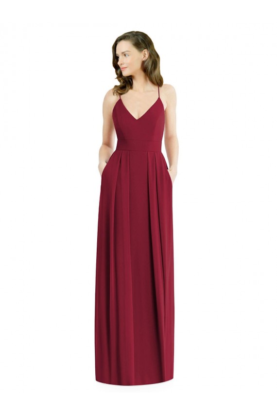 Soft Chiffon A-Line Long Sleeveless Open Back Burgundy Evening Dresses Sheffield