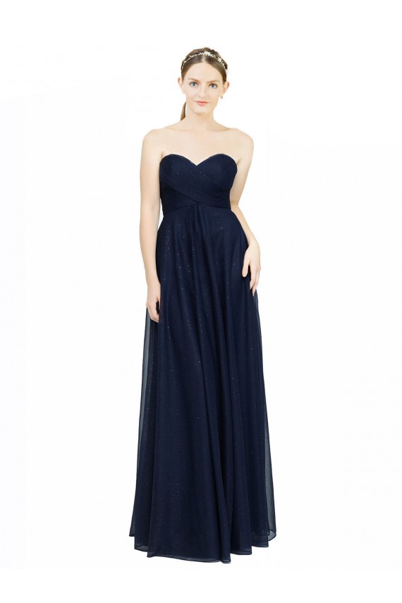 Chiffon A-Line Sleeveless Dark Navy Bridesmaid Dress / Evening Dress Sheffield