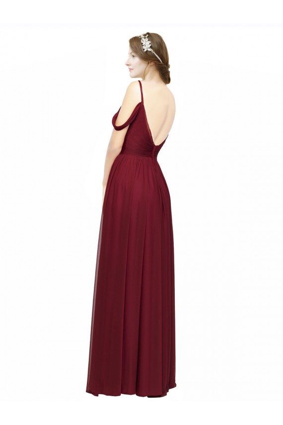 Chiffon A-Line Long Sleeveless Low Back Burgundy Bridesmaid Dresses Sheffield