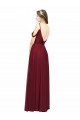 Chiffon A-Line Long Sleeveless Low Back Burgundy Bridesmaid Dresses Sheffield