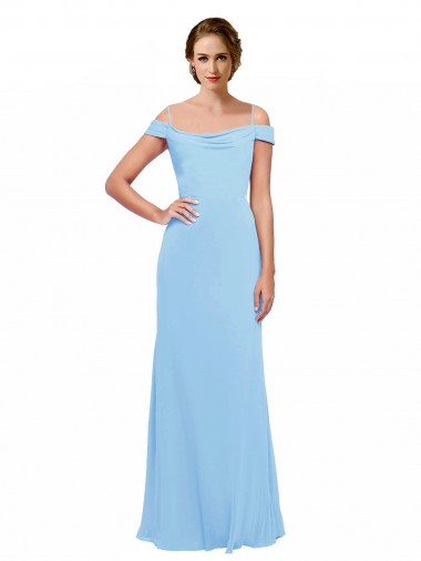 Soft Chiffon A-Line Long Sleeveless Periwinkle Bridesmaid Dress Sheffield