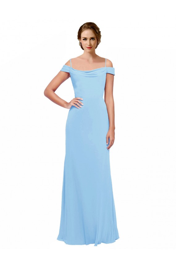 Soft Chiffon A-Line Long Sleeveless Periwinkle Bridesmaid Dress Sheffield