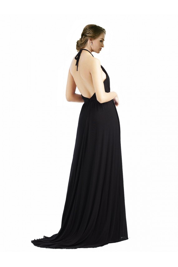 Soft Chiffon A-Line Long Sleeveless Open Back Oyster Silver Bridesmaid Dresses Sheffield