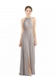 Soft Chiffon A-Line Long Sleeveless Open Back Oyster Silver Bridesmaid Dresses Sheffield