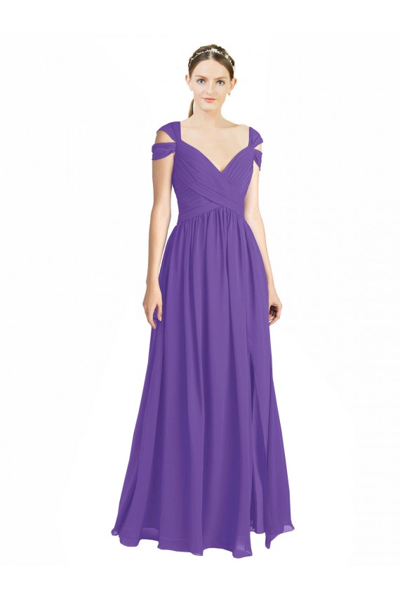 Soft Chiffon A-Line Long Cap Sleeves Open Back Bridesmaid Dress Sheffield
