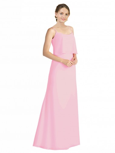 Soft Chiffon A-Line Long Sleeveless Spaghetti Straps Open Back Bridesmaid Dresses Sheffield