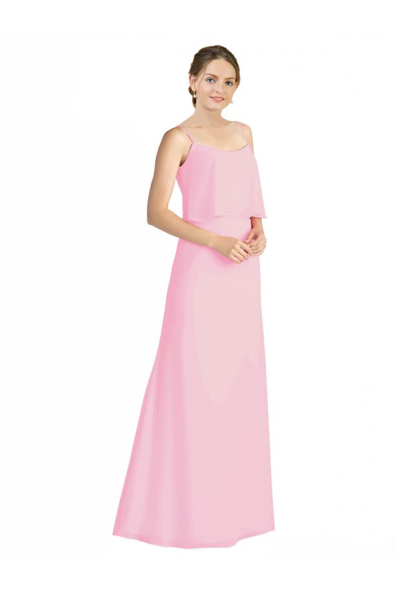 Soft Chiffon A-Line Long Sleeveless Spaghetti Straps Open Back Bridesmaid Dresses Sheffield