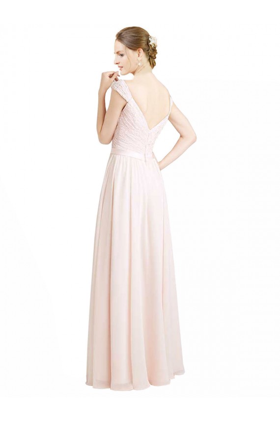 Soft Chiffon & Lace A-Line Long Sleeveless Open Back Cream Pink Bridesmaid Dresses Sheffield