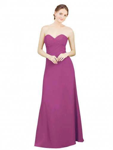 Soft Chiffon A-Line Long Sleeveless Wild Berry Open Back Bridesmaid Gowns Sheffield
