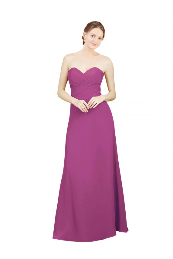 Soft Chiffon A-Line Long Sleeveless Wild Berry Open Back Bridesmaid Gowns Sheffield
