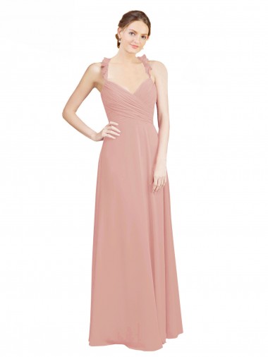 Chiffon A-Line Long Sleeveless Open Back Bliss Pink Bridesmaid Dresses Sheffield