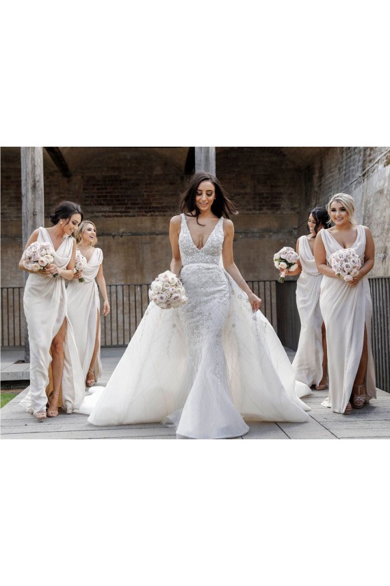 Soft Chiffon A-Line Long Sleeveless Low Back Bridesmaid Dress Sheffield