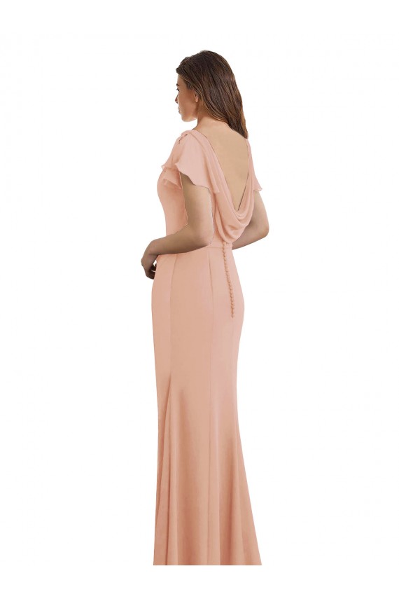Soft Chiffon Mermaid Long Sleeveless Low Back Bliss Pink Prom Dresses Sheffield