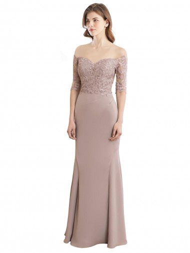 Soft Chiffon & Lace Mermaid Long Half Sleeves Keyhole Back Bridesmaid Dress Sheffield