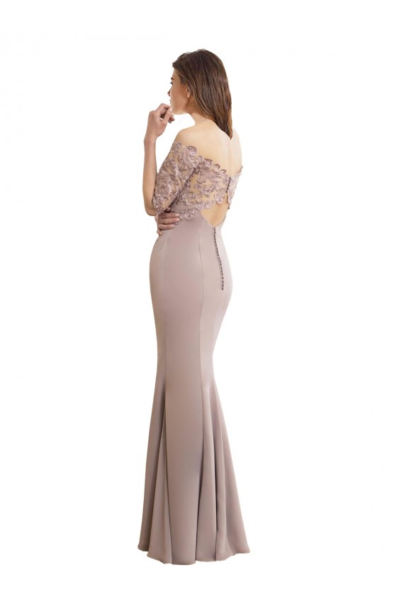 Soft Chiffon & Lace Mermaid Long Half Sleeves Keyhole Back Bridesmaid Dress Sheffield