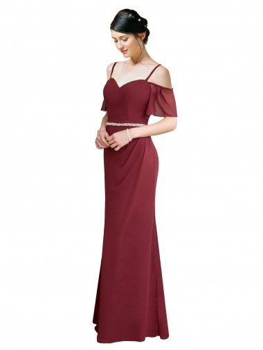 Soft Chiffon Long Cold Shoulder Low Back Bridesmaid Dress Sheffield